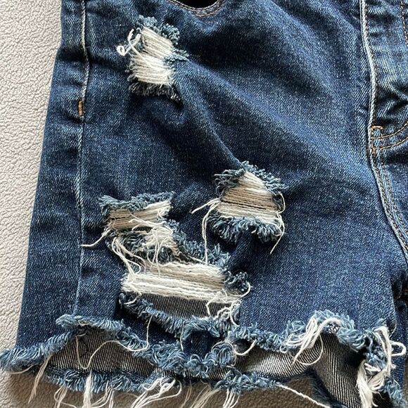 Ralph Lauren LRL Ripped Jean Shorts 5 pocket Dark Wash Destroyed Womens Size 6 - Picture 7 of 11